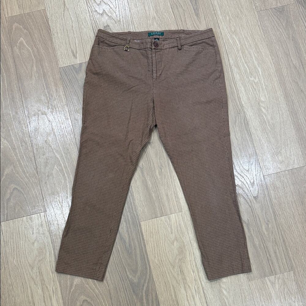 Ralph Lauren Tan Plaid Chino Pants Size 14 Petite